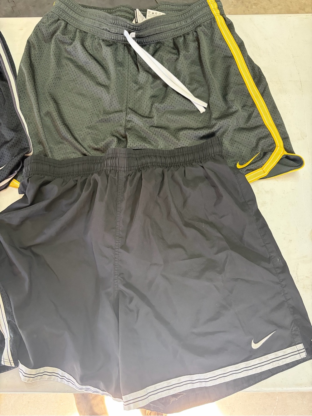 Nike Men’s Black Athletic Shorts with Yellow Accent 4 pair retro